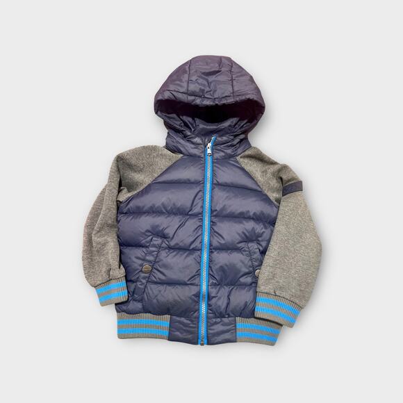 Michael Kors Down Fill Puffer Sweater Hooded Jacket 4T Navy Gray - Picture 1 of 7